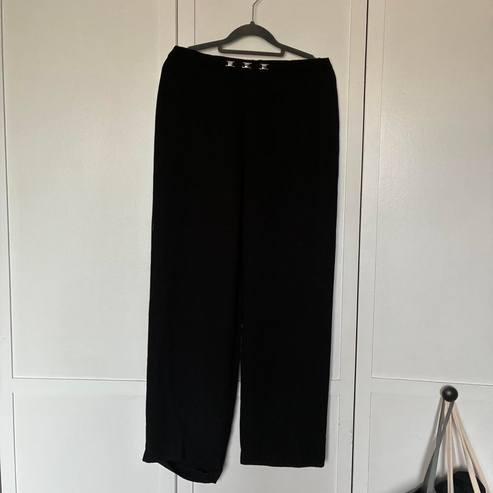 Black polyester pants with silver